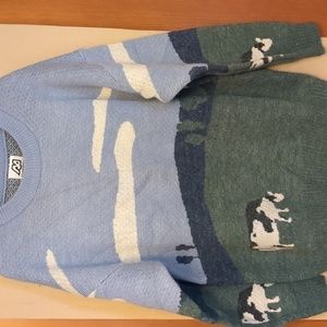 Adam Freak High Street Fashion Dairy Cow Themed Sweater Size Large